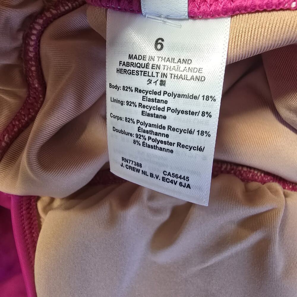 J.Crew Ruched V Neck One Piece Swimsuit Womens Size 6 Fuchsia BC116 - Picture 3 of 10